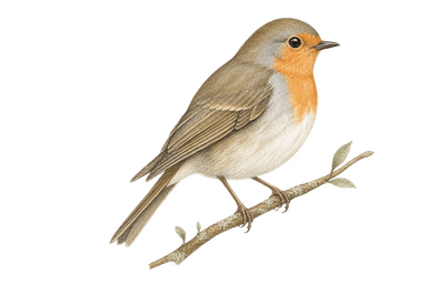 A robin perched on a branch